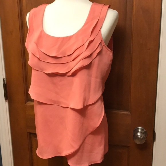 3/$25 New York & Company Ruffle  Blush Pink Top - Picture 3 of 6